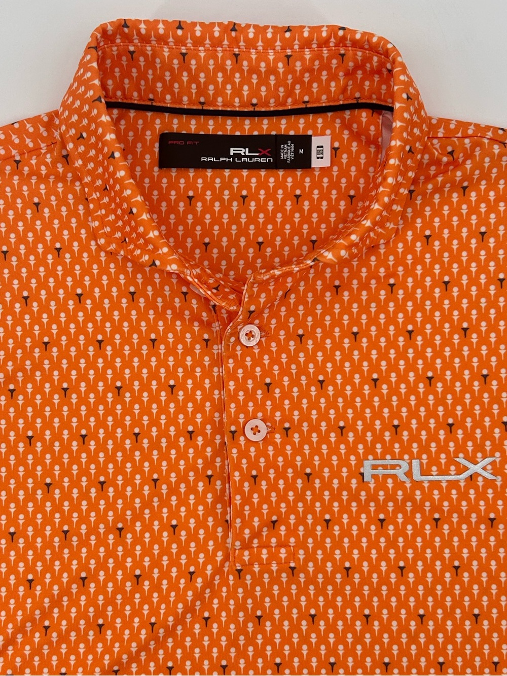 Authentic RLX Golf Ralph Lauren golf ball tee polo shirt orange pro fit medium